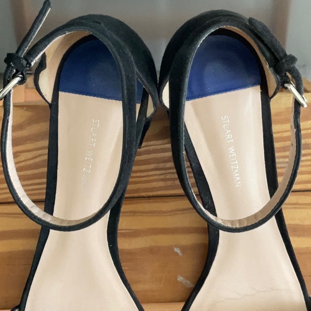 Stuart Weitzman Black Suede Sandal 7.5 - Picture 9 of 12